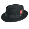 Legato - Scala WF509 Black Wool Felt Porkpie Hat