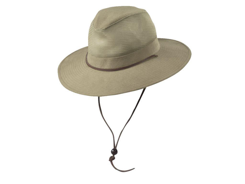 Dorfman Pacific Cappello Safari Uomo In Twill E Mesh - Falda 3 Pollici, Sottogola In Pelle, Colore Cachi - Taglie S-3XL - 2