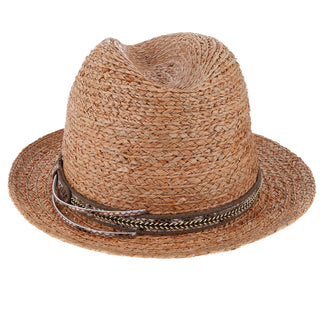 Paradise - Walrus Hats Natural Raffia Straw Fedora Hat w/ Braided Band