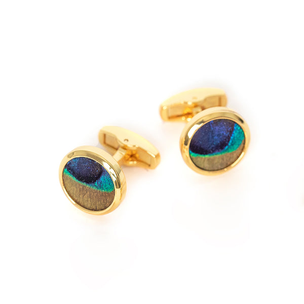 Capers - Peacock Feather Cuff Links