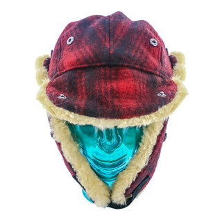 Reykjavk - Woolrich W9416 Aviator Red & Black Plaid Wool Blend Trapper Hat
