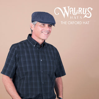 Oxford - Walrus Hats Navy/Green Houndstooth Polyester 8 Panel Newsboy Cap