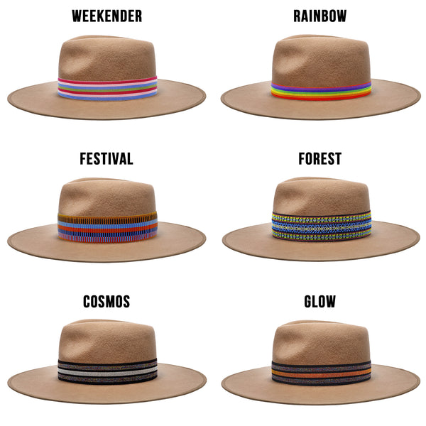Walrus Hats Castle Brown w/ Festival Bands Wool Fedora Hat