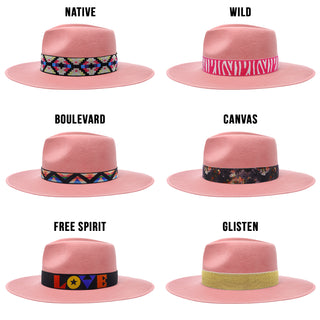 Walrus Hats Castle Pink w/ Festival Bands Wool Fedora Hat