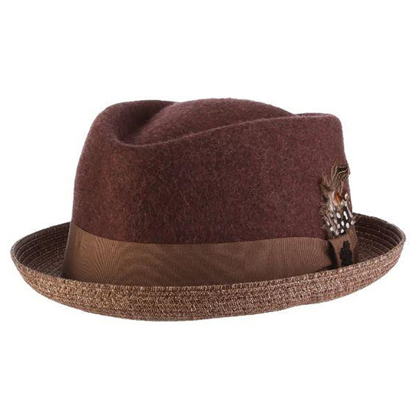 Century - Stacy Adams Wool Felt Fedora Hat with Paper Braid Brim