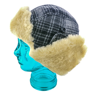 Reykjavk - Woolrich W9416 Aviator Red & Black Plaid Wool Blend Trapper Hat