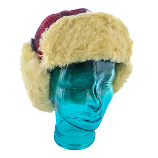 Reykjavk - Woolrich W9416 Aviator Red & Black Plaid Wool Blend Trapper Hat