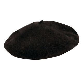 Scala Beret Scala 51 Black Wool French Beret Hat - 10"- Made in France