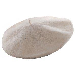 Scala Beret Cabbie - Scala White Wool French Beret Hat - 10.5"