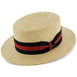 Scala Boater Navigator - Scala P369 Natural Panama Straw Boater Skimmer Hat
