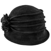 Scala Cloche Charlotte - Scala LW497 Taupe Knit Wool Cloche Hat w/ Side Flower