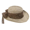Scala Gambler Sojourner - Scala LS106OS Natual Twisted Seagrass Gambler Hat w/ Animal Print Scarf