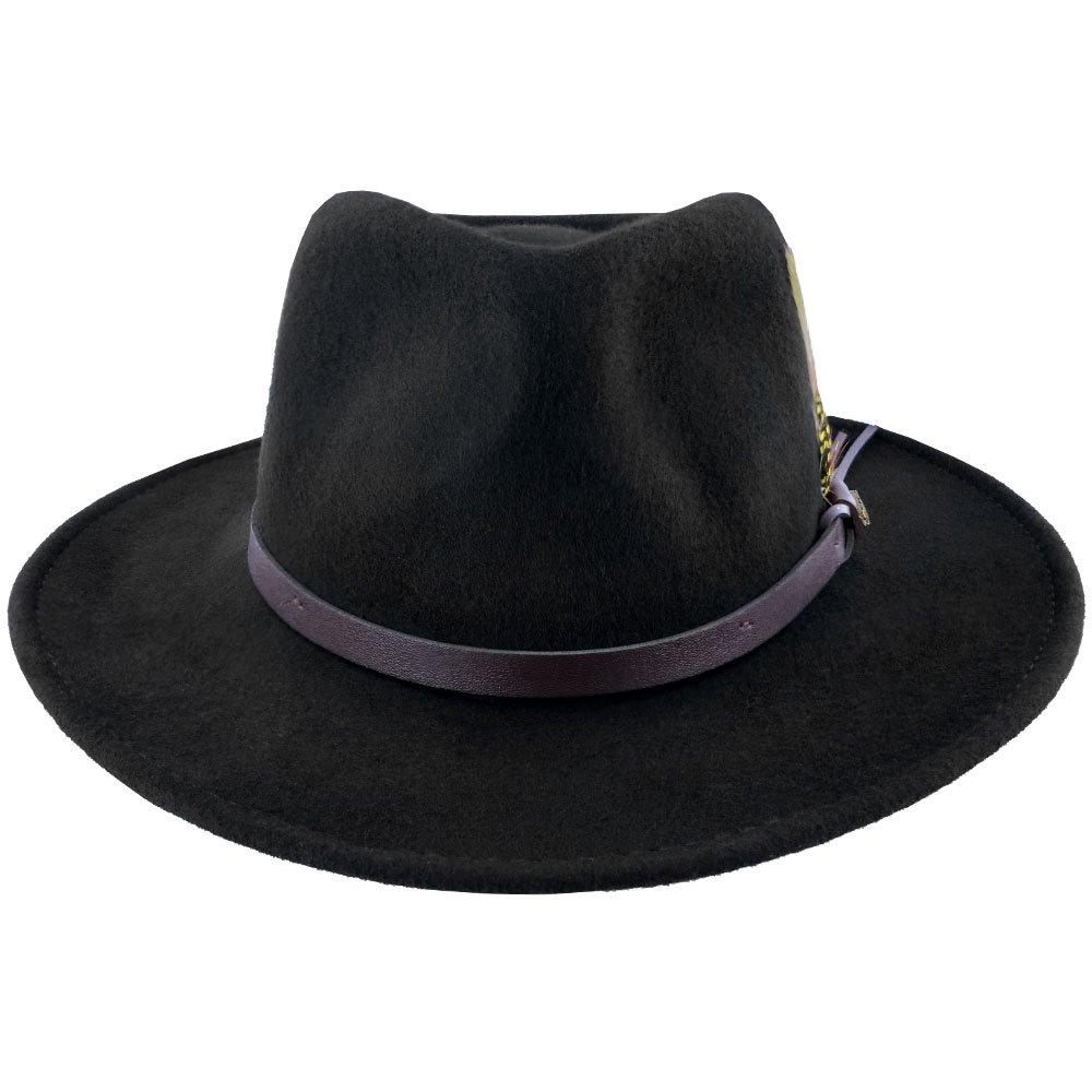 Scala Men's Black Crushable Wool Felt Outback Hat