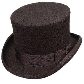 Scala Top Twain - Scala WF569 Brown Wool Felt Top Hat - 5.5" Tall