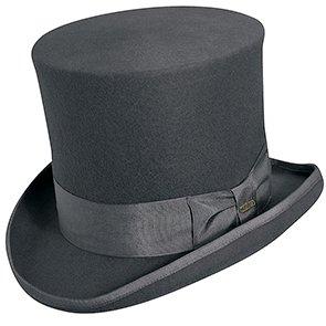 Scala Top The Topper - Scala WF567 Grey Wool Felt Top Hat - 7" Tall