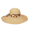 Scala Wide Brim Namibia - Scala LR659 Natural Organic Raffia Braid Wide Brim Hat w/ Animal Print Scarf