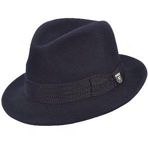 Benny Stacy Adams SAW647 Navy Wool Felt Fedora Hat, black