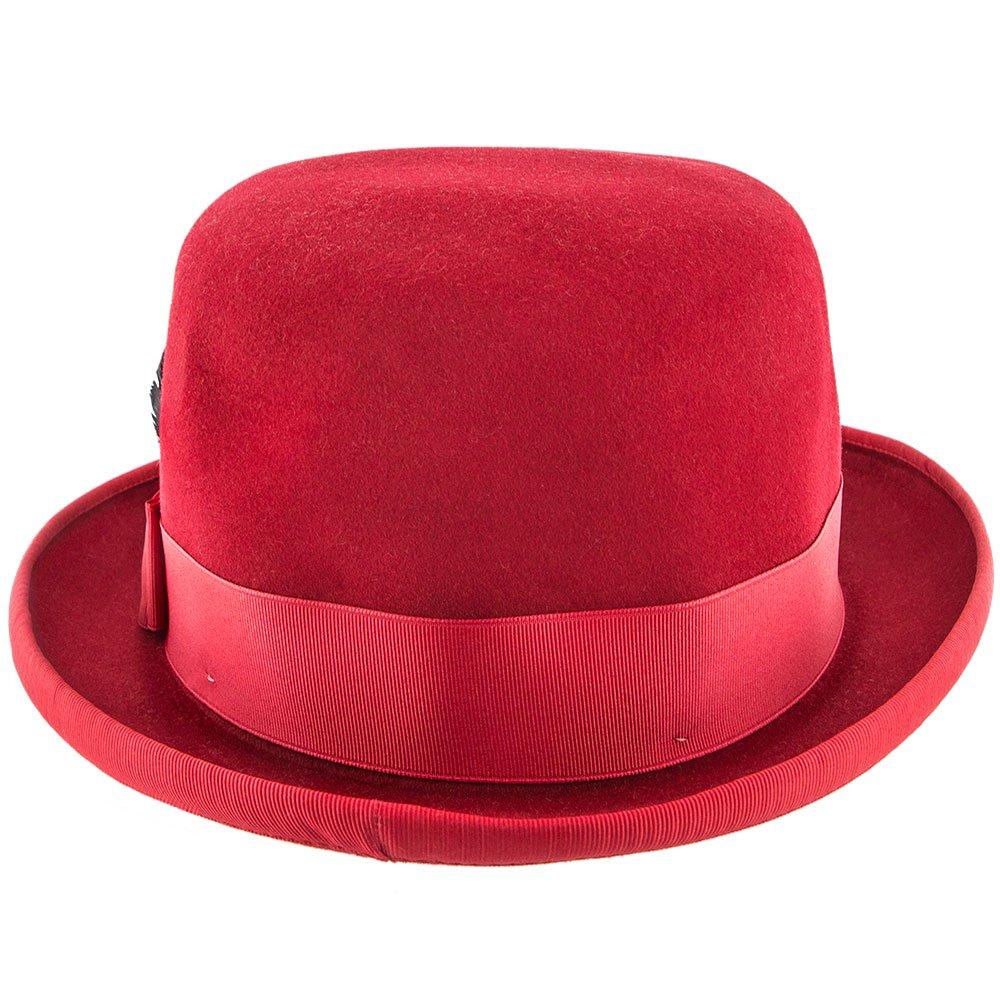Mystic Stetson Derby Fur Felt Derby Hat, red, feather