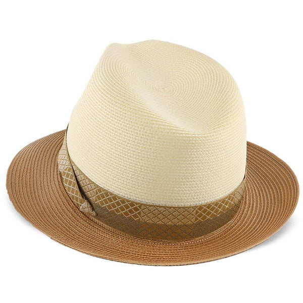 Mens Stetson Stylish Andover Milan Straw Fedora Hat, tan
