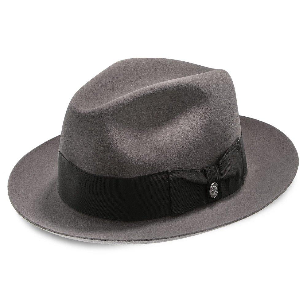 Mens Stetson Temple Fur Felt Fedora Hat, feather, black