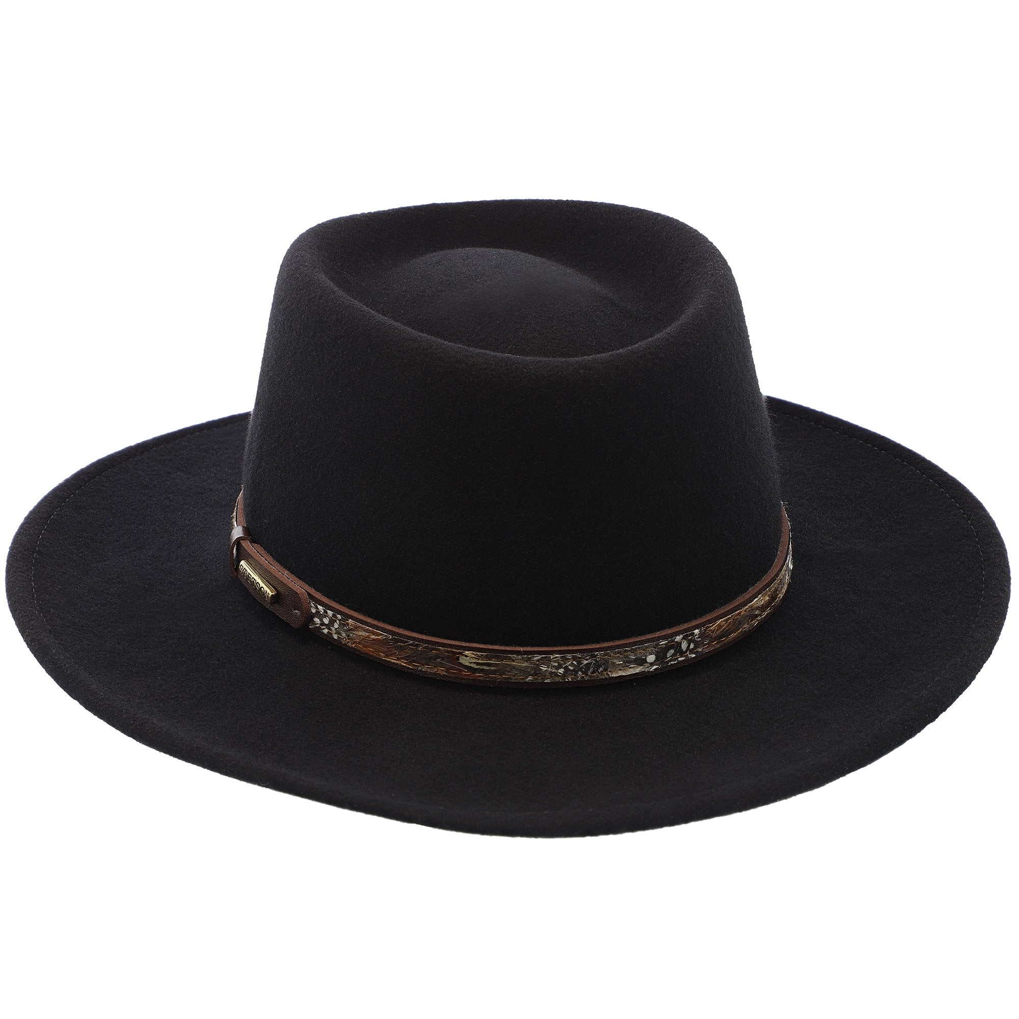 Stetson Men's Black Hawk Crushable Wool Felt Gambler Hat