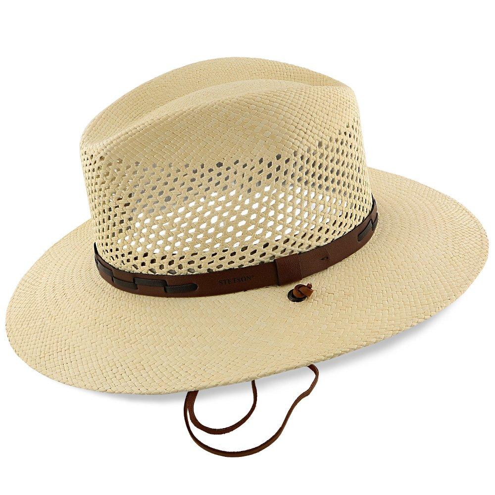Mens Stetson Airway Panama Straw Safari Hat, vented crown