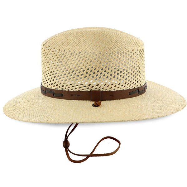 Mens Stetson Airway Panama Straw Safari Hat, vented crown