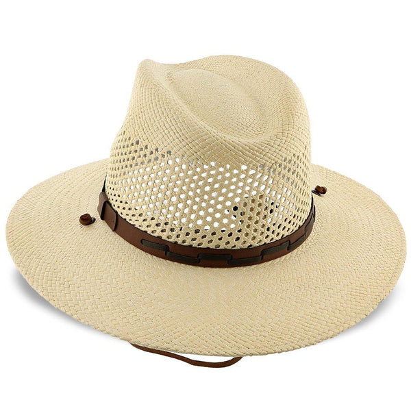 Mens Stetson Airway Panama Straw Safari Hat, vented crown