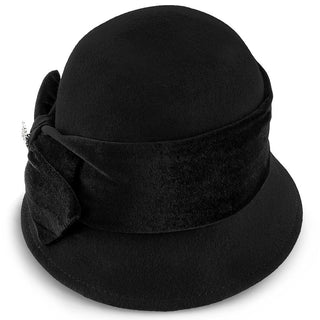 Walrus Hats Cloche Starling - Walrus Hats Black Wool Felt Cloche Hat - H7017