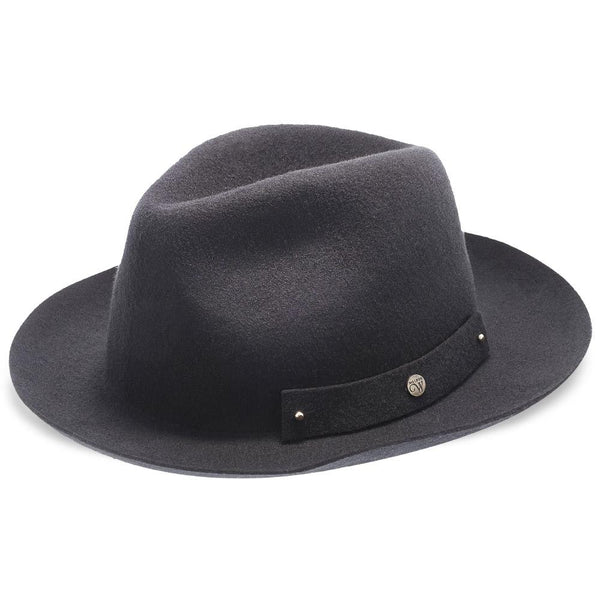 Mens Walrus Journey Wool Felt Fedora Crushable Hat black