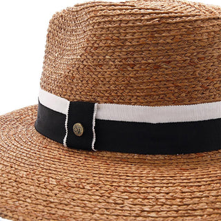 Walrus Hats Fedora Walrus Hats Natural Raffia Straw Fedora Hat  w/ Black & White Band