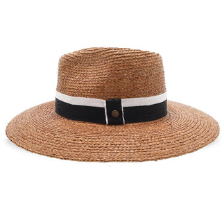 Walrus Hats Fedora Walrus Hats Natural Raffia Straw Fedora Hat  w/ Black & White Band