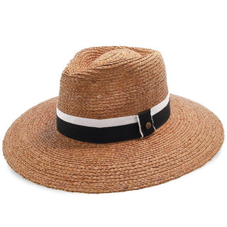 Walrus Hats Fedora Walrus Hats Natural Raffia Straw Fedora Hat  w/ Black & White Band